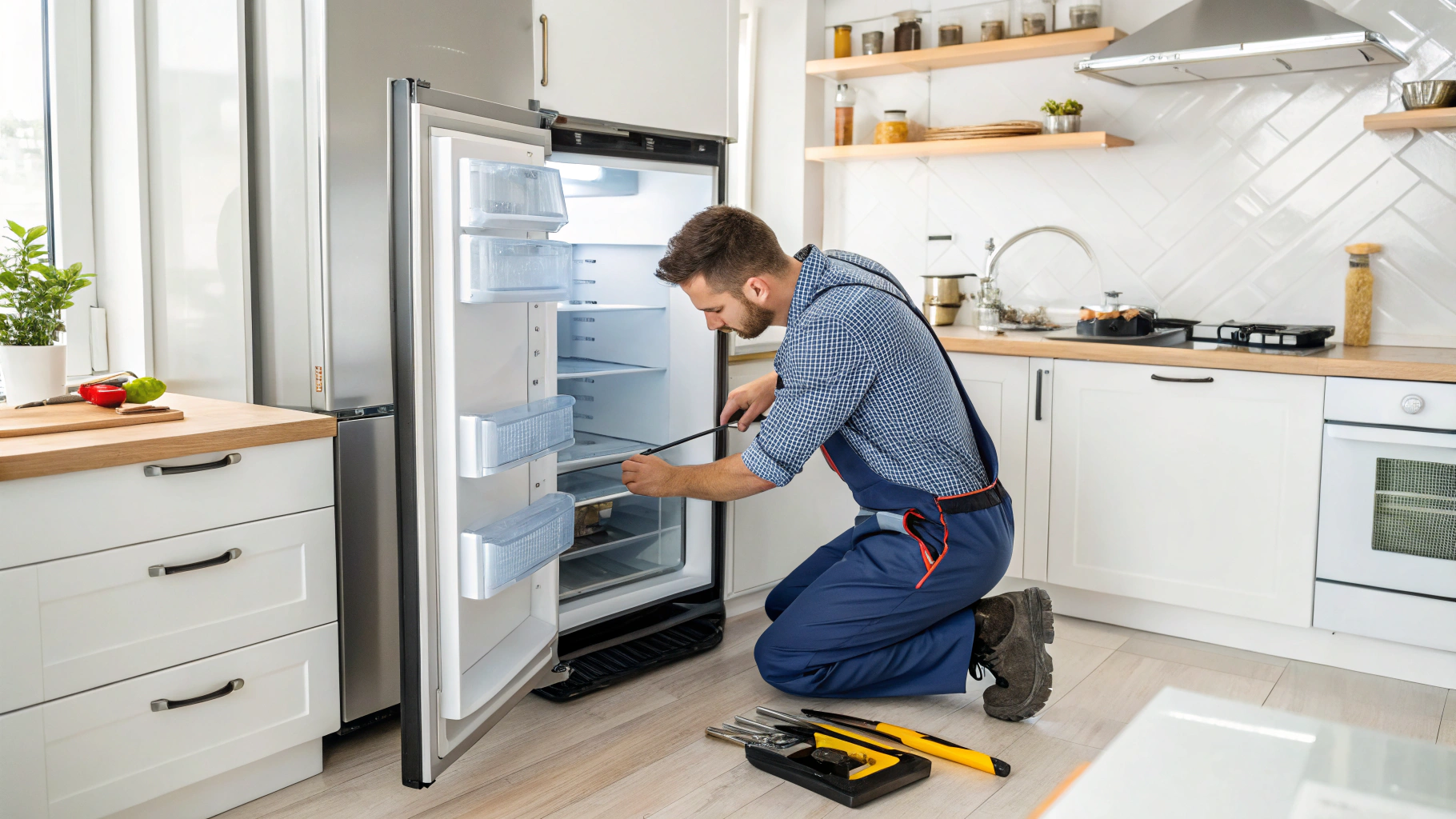 Technician testing refrigerator defrost element and evaporator coils in Stonecrest GA